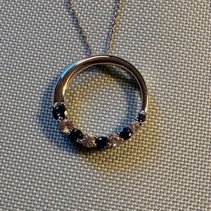 Elegant Lab grown Diamonds and Sapphire Necklace